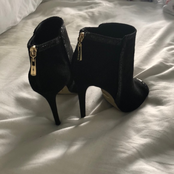 Bebe Black Suede Peep-Toe Booties - Picture 4 of 4